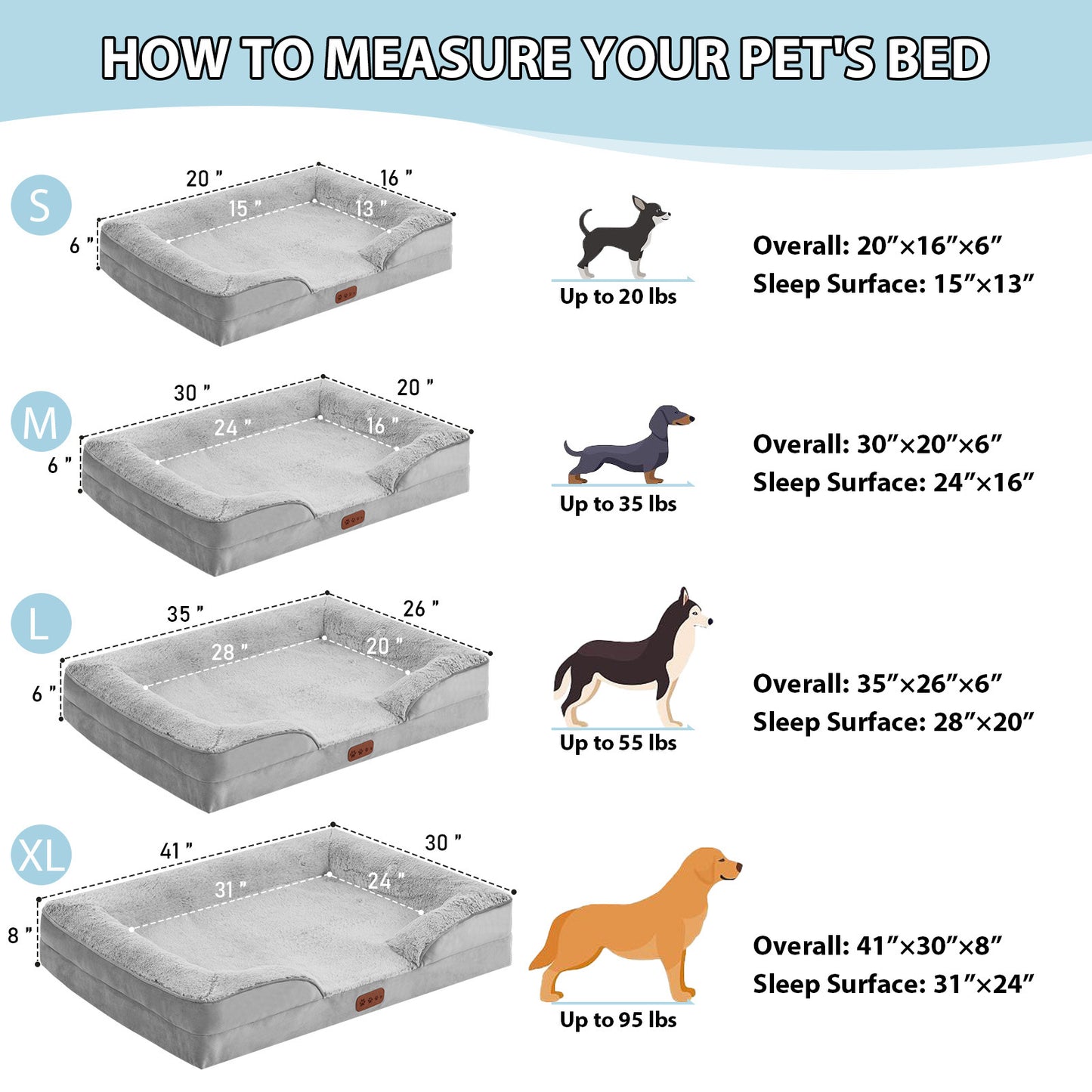 Orthopedic Memory Foam Pet Bed with Detachable & Washable Cover