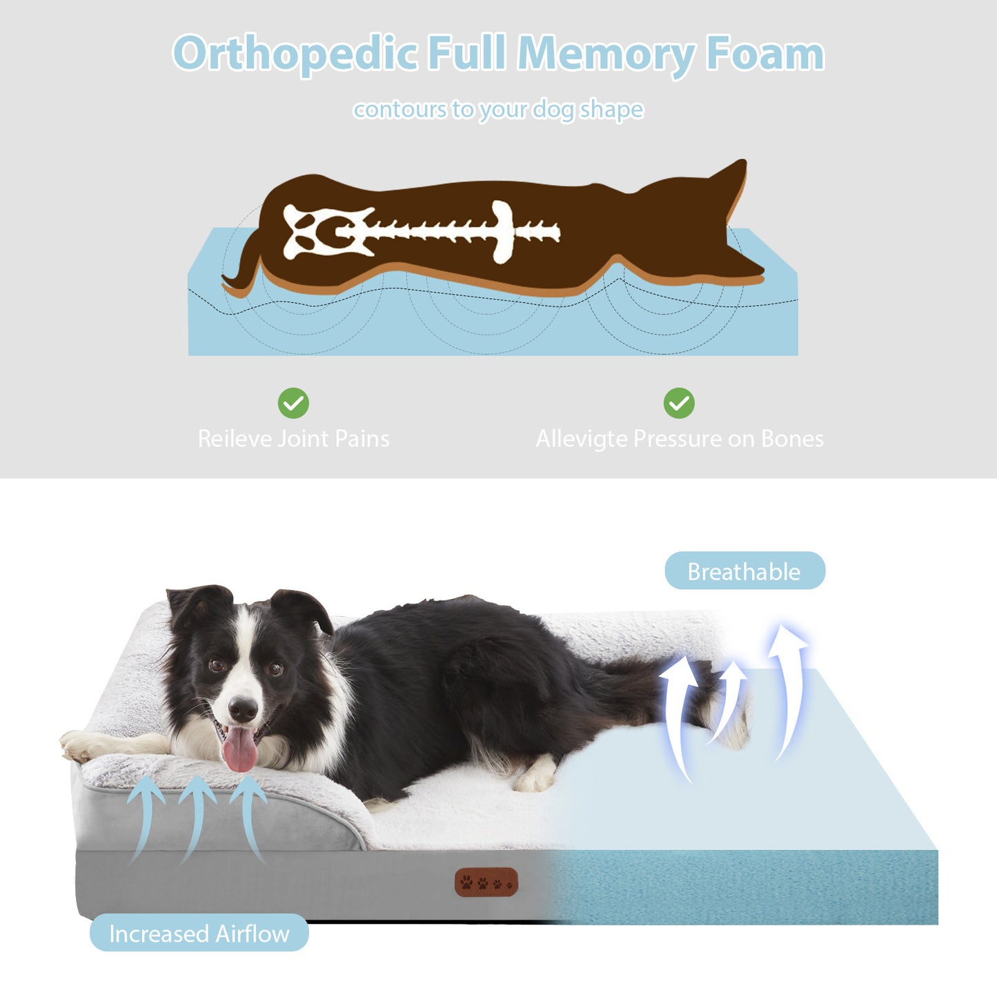 Orthopedic Memory Foam Pet Bed with Detachable & Washable Cover